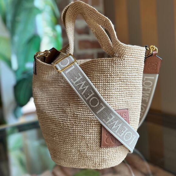 LOEWE Mini Slit Raffia Shoulder Bag - Picture 1 of 11